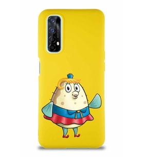 Realme 7 Soft Premier Kapak Bayan Puff Tasarımlı Silikon Kılıf - Sarı (Şeffaf)