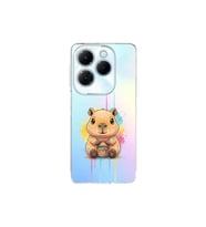 Infinix Hot 40 Pro ile Uyumlu Splash Kapibara Tasarımlı Şeffaf Silikon Kılıf