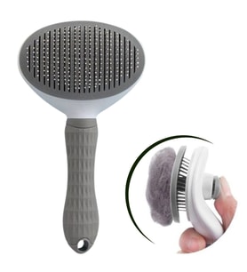 Durukar® Kedi Köpek Tüy Toplayıcı Kendini Temizleyebilen Ergonomik Rahat Evcil Hayvan Tarağı Gri