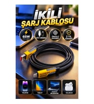 65W Hızlı Şarj Destekli 4’ü 1 Arada Örgülü USB-C ve USB-A Çoklu Şarj Kablosu