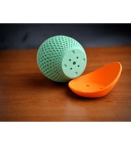 3D Baskı Küre Saksı - Kafes Dokulu İki Parçalı Dekoratif Saksı - Mint-Turuncu