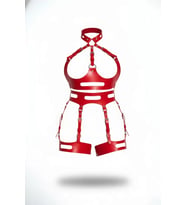 pilelistore Kırmızı Jartiyer Harness Deri Ayarlanabilir Tokalı Vücut Kemerleri - Brf1302 (Taba)