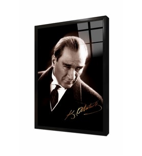 Tablosan İmzalı Atatürk Portresi Çerçeveli Cam Tablo