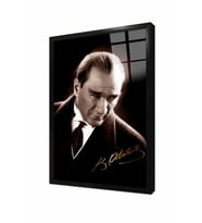 Tablosan İmzalı Atatürk Portresi Çerçeveli Cam Tablo