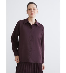 LCWAIKIKI Classic Mürdüm Loose Fit Kadın Gömlek
