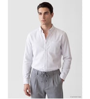 LCWAIKIKI Classic Beyaz Regular Fit Çizgiili Gabardin Erkek Gömlek