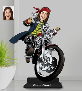 Kişiye Özel Motorcut Kadın Ahşap Biblo-1