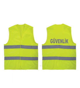 AskerVadisi Güvenlik Yazılı Sarı Renk Reflektörlü İkaz Yeleği x 3 Adet