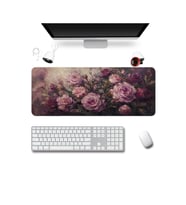 SonicTouch Klavye Mousepad 40x90cm Dikişsiz Pürüzsüz Sıvı Geçirmez Kaymaz Taban Gece Gülleri
