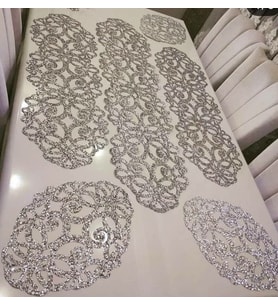 RUNNER/AMERİKAN SERVİS/SUPPLA/MASA ÖRTÜSÜ/SEHPA ÖRTÜSÜ/ZİGON ÖRTÜSÜ/IŞILTILI/9PARÇA/GÜMÜŞ