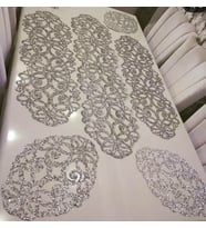 RUNNER/AMERİKAN SERVİS/SUPPLA/MASA ÖRTÜSÜ/SEHPA ÖRTÜSÜ/ZİGON ÖRTÜSÜ/IŞILTILI/9PARÇA/GÜMÜŞ