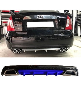 Hyundai Accent Era Mavi Difüzör Çiftli Kare Egzoz Görünümlü D Tip Difizör 2006 - 2009