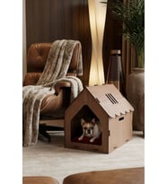 Ahşap Köpek Kulübesi Dekoratif Köpek Evi Ceviz Renk Çatılı Model