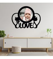 Love Yazılı Kedili Ahşap Tablo