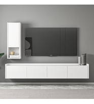 T007 Duvara Monte, Raflı Tv Ünitesi (Beyaz)