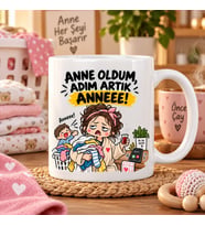 Anne Oldum Adım Artık Anneee Esprili Anne Baskılı Kupa – Yeni Anne Hediyesi
