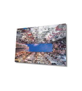 Miyrem Glasses Collection -A1^#  Renkli Geometrik Bina Cam Tablo, Cam Tablo (Çok Renkli)