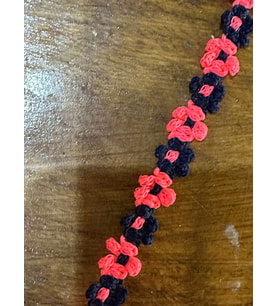 EN 1 CM SİYAH TURUNCU NEON ÇİÇEKLİ ŞERİT DİKİŞ GİYİM AKSESUARI