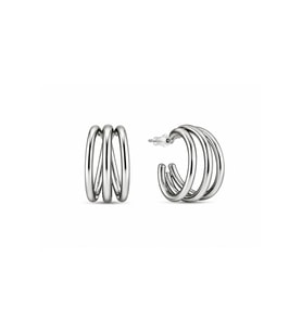 Kadın Çoklu Halka Formlu Çelik Küpe – Modern Silver Tasarım, Günlük & Şık Kullanım
