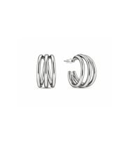 Kadın Çoklu Halka Formlu Çelik Küpe – Modern Silver Tasarım, Günlük & Şık Kullanım