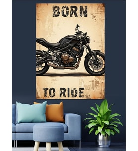 Born To Ride Motosiklet Tabelası Dekoratif Kanvas - Mdf Ahşap Tablo