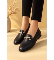 Trendyshose 06968 Taşlı Rahat Duz Babet (Siyah)