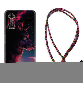 General Mobile GM 21 Pro GM 22 Pro Plus Kılıf Boyun Asklı Rasta Silikon Wolf and Moon 1380