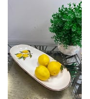 Porselen Limon Desenli Kayık Tabak 36 CM