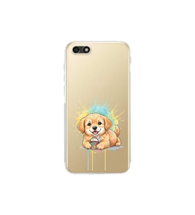 Huawei Y5 2018 ile Uyumlu Splash Köpek Tasarımlı Şeffaf Silikon Kılıf
