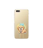 Huawei Y5 2018 ile Uyumlu Splash Köpek Tasarımlı Şeffaf Silikon Kılıf