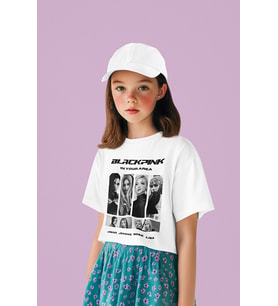 Blackpink In Your Area Yazılı Unisex Müzik Grubu Çocuk Tişört (1-12 Yaş)