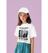 Blackpink In Your Area Yazılı Unisex Müzik Grubu Çocuk Tişört (1-12 Yaş)