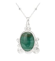Gümüşcüm Jade Yeşim Taşlı Otantik Gümüş Kadın Kolye (Gümüş)