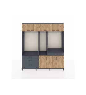 Hyperion Dolap 8 Raflı 4 Çekmeceli 3 Askılı 220x44x243 Antrasit-Çam/Antrasit