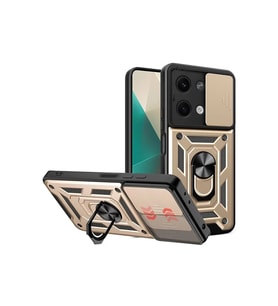 Newface Xiaomi Poco X6 Kılıf Pars Lens Yüzüklü Silikon - Gold