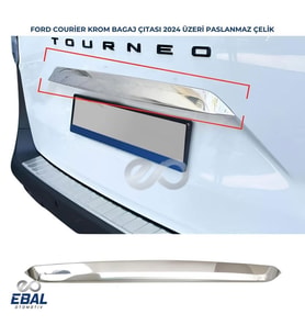 Ford Tourneo Courier Krom Bagaj Çıtası 2024 Üzeri Paslanmaz Çelik (Gümüş)
