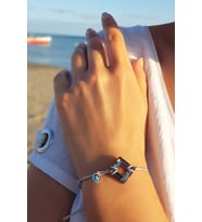 Swarovski Taşlı Nazar Bileklik (Gold)