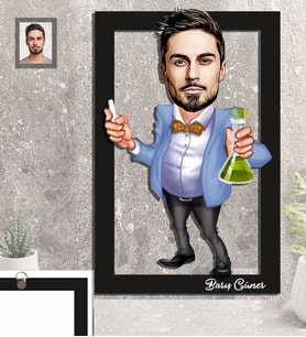 Kişiye Özel Öğretmen Karikatürlü 3D Ahşap Tablo 30x47 Bay-18