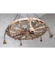 Otantik Çarşı Ahşap Halatlı Teker Avize 100 cm. 5'li Serbest Sarkıtlı