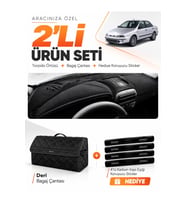 e-biz FIAT MAREA (1999-2007) AİRBAGLİ DÜZELCEK Uyumlu Torpido Örtüsü + Deri Çanta - Siyah - FI025