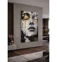 Kırılmaz Cam Tablo 5mm (Kalın) - Ev İşyeri Duvar Dekorasyonu - Soyut Tasarımlar (DİKEY) (Çok Renkli)