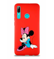 Huawei P Smart 2019 Soft Premier Kapak Minnie Mouse-E Tasarımlı Silikon Kılıf - Kırmızı (Şeffaf)