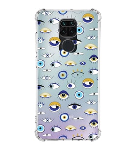 PrintiFy Xiaomi Redmi Note 9 Uyumlu Nazar Boncuğu 2 Baskılı Şeffaf Köşe Korumalı Antişok Kılıf