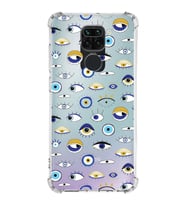 PrintiFy Xiaomi Redmi Note 9 Uyumlu Nazar Boncuğu 2 Baskılı Şeffaf Köşe Korumalı Antişok Kılıf