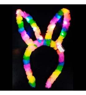TÜYLÜ IŞIKLI TAVŞAN TACI RENKLİ IŞIKLI TAÇ PARTİ TACI KONSER ŞENLİK TACI HEAD BAND COLORS LED LİGHT