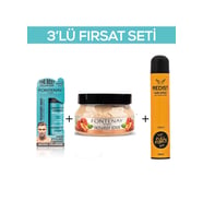Fontenay Pudra Toz Wax Mavi 20gr + Face And Body Scrub Şeftali 350ml +Saç Spreyi 400ml 2 3'Lü Set