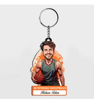 Karikatürlü - Erkek Basketbolcu İsimli Anahtarlık