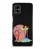 Samsung Galaxy M51 Soft Premier Kapak Salyangoz Gary Tasarımlı Silikon Kılıf - Siyah (Şeffaf)