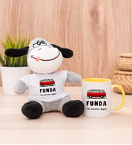 Kişiye Özel Vosvos Minibüs Tasarımlı Peluş Eşek ve Sarı Kupa
