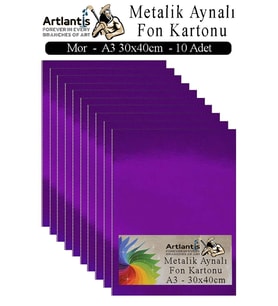 Metalik Aynalı Fon Kartonu 10 lu A3 30x42 cm 1 Paket Okul Sınıf Dekoratif Pırıltılı Folyo Kağıt Dekoratif Anasınıfı Kreş (Mor)